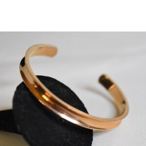 NWOT Fashionable Rose Gold Tone Grooved 6" Trendy Y2K Casual Cuff Bracelet